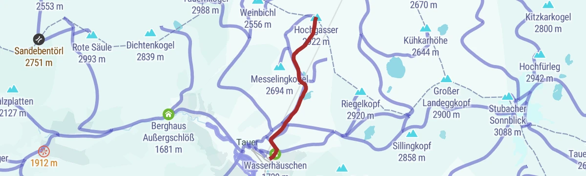 Route map: Skitour Hochgasser 2.922m